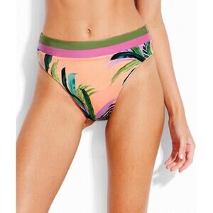 Seafolly Women's Las Palmas High Rise Bikini Bottom Reversible Size 8 Peach NWT